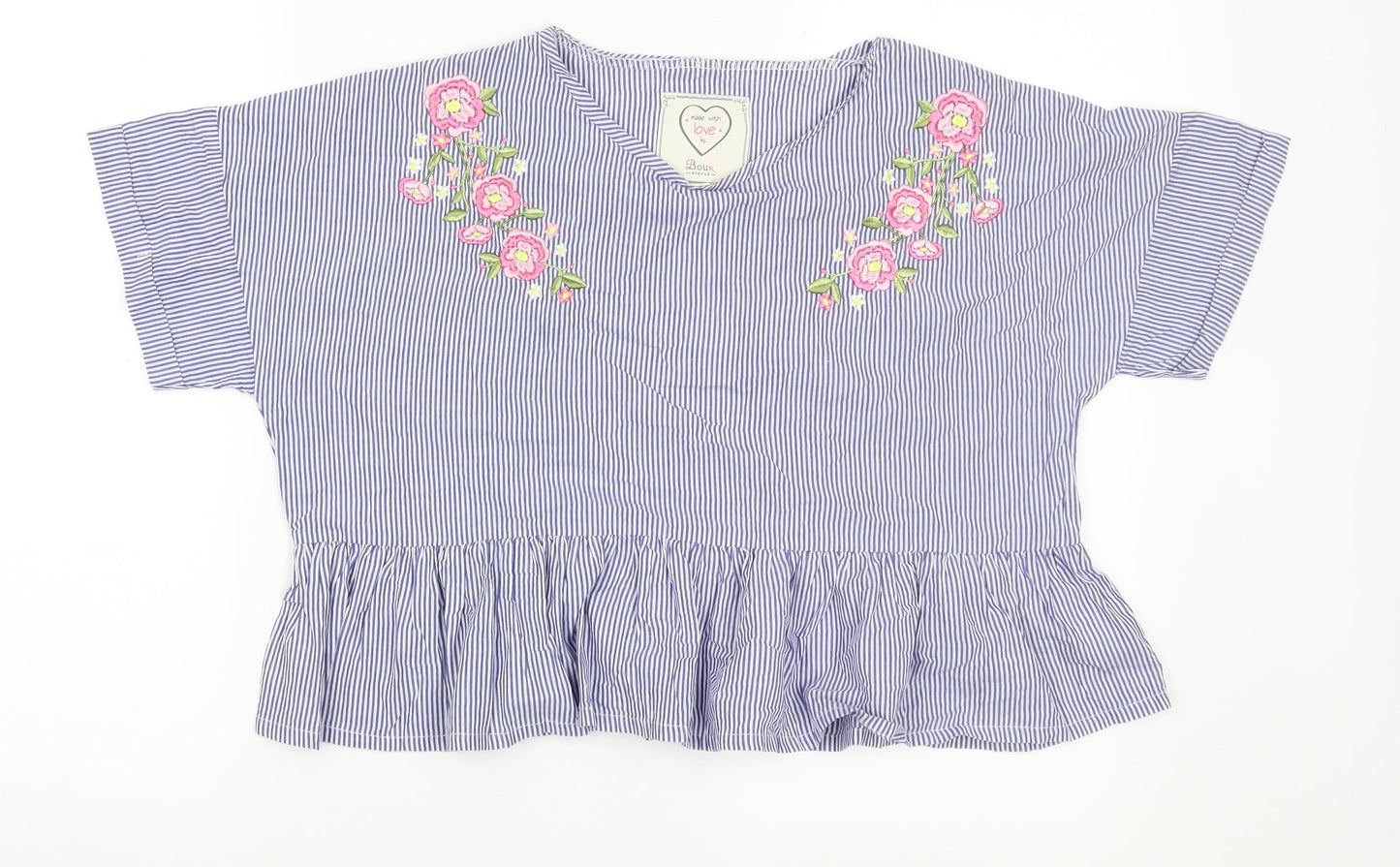 Boux Avenue Womens Blue Striped  Cropped Blouse Size 10