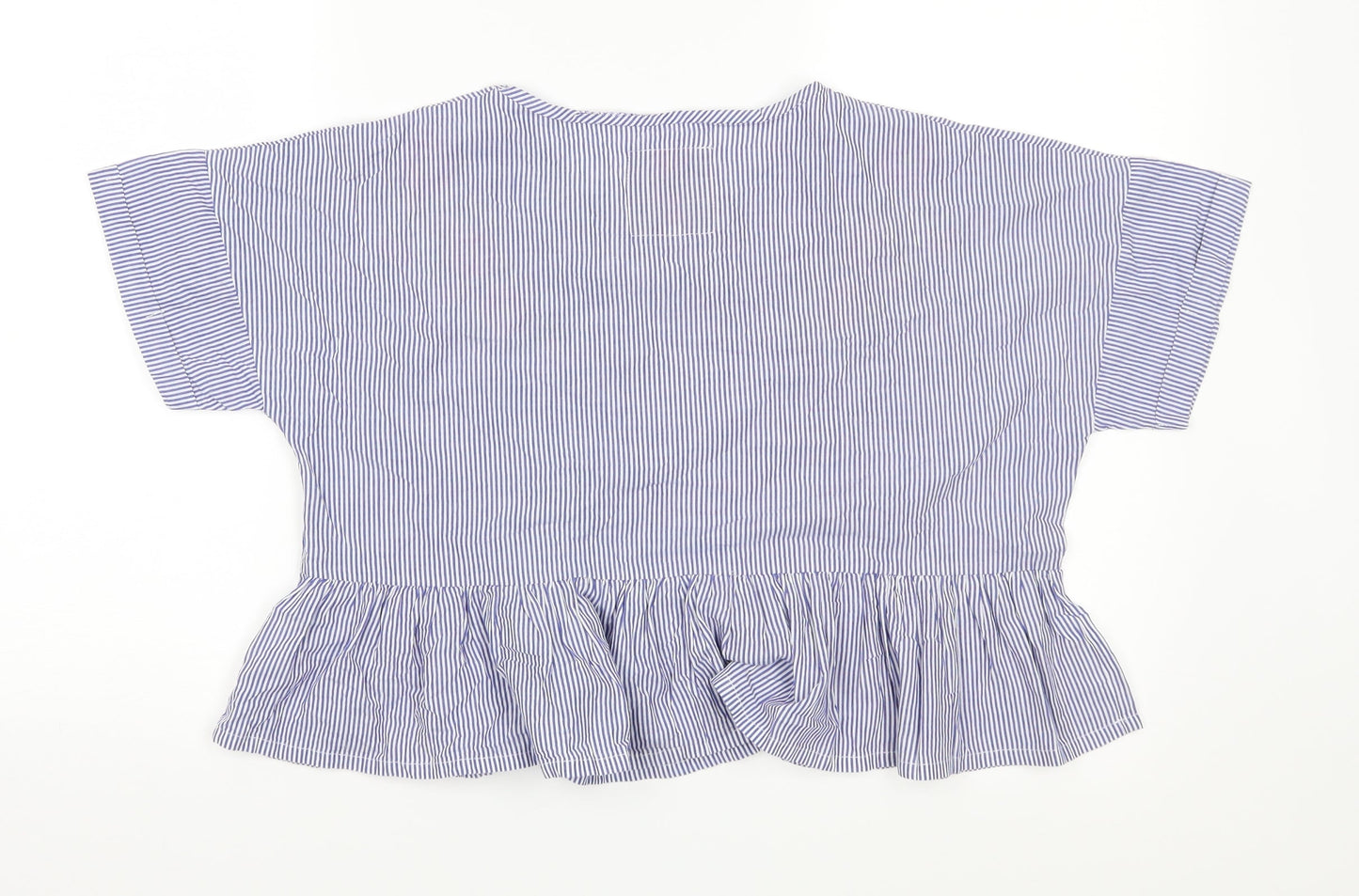Boux Avenue Womens Blue Striped  Cropped Blouse Size 10