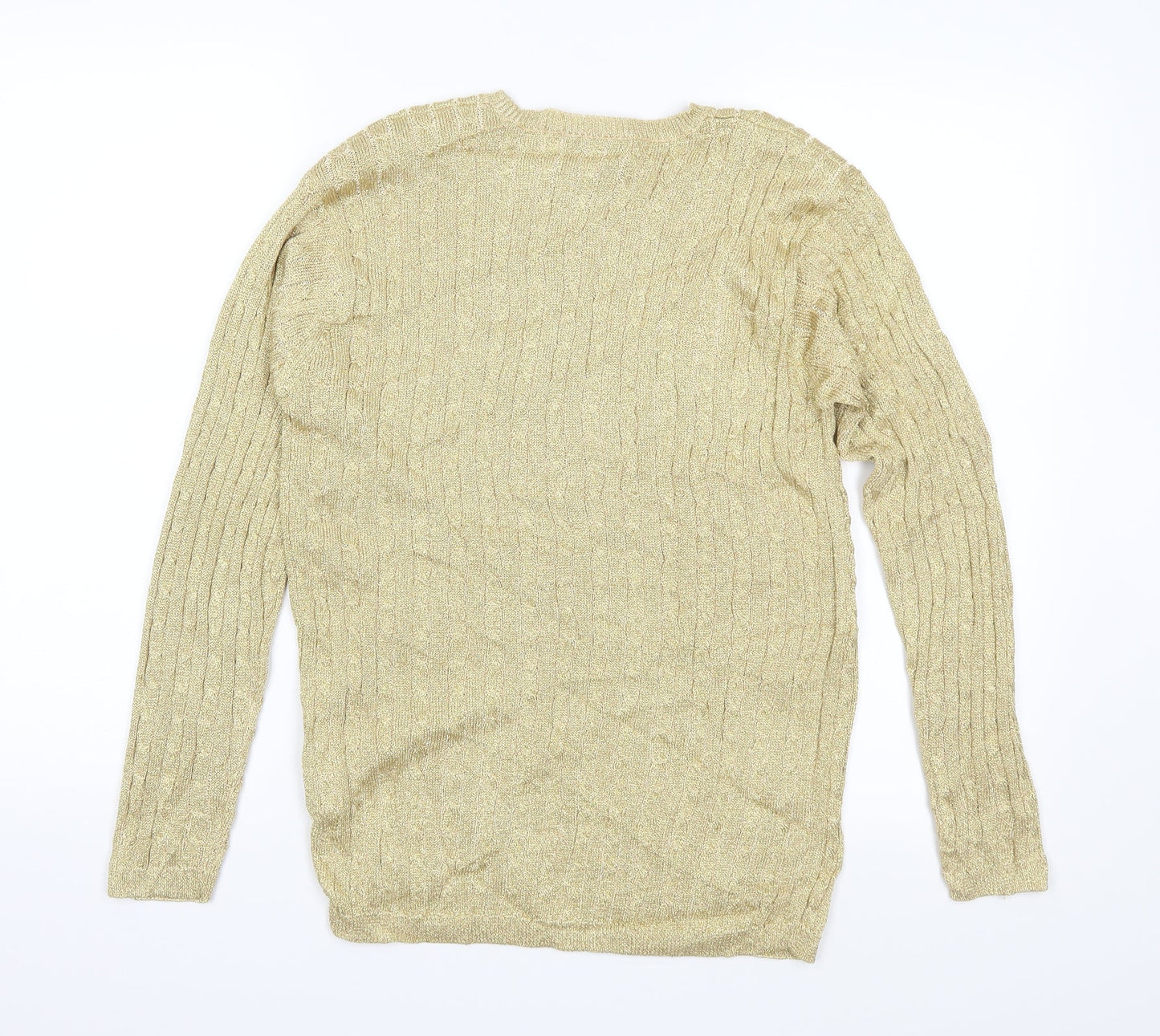 Jumper Womens Gold  Knit Pullover Jumper Size M