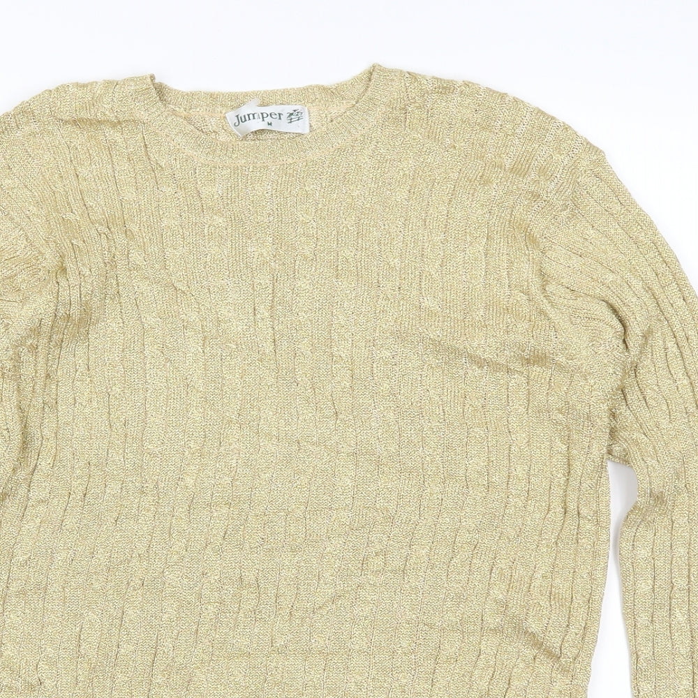 Jumper Womens Gold  Knit Pullover Jumper Size M