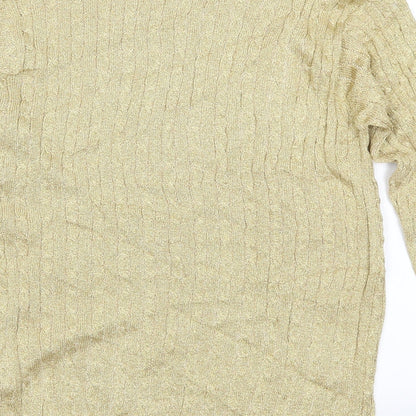 Brand and care label for Jumper women’s gold knit jumper, size M