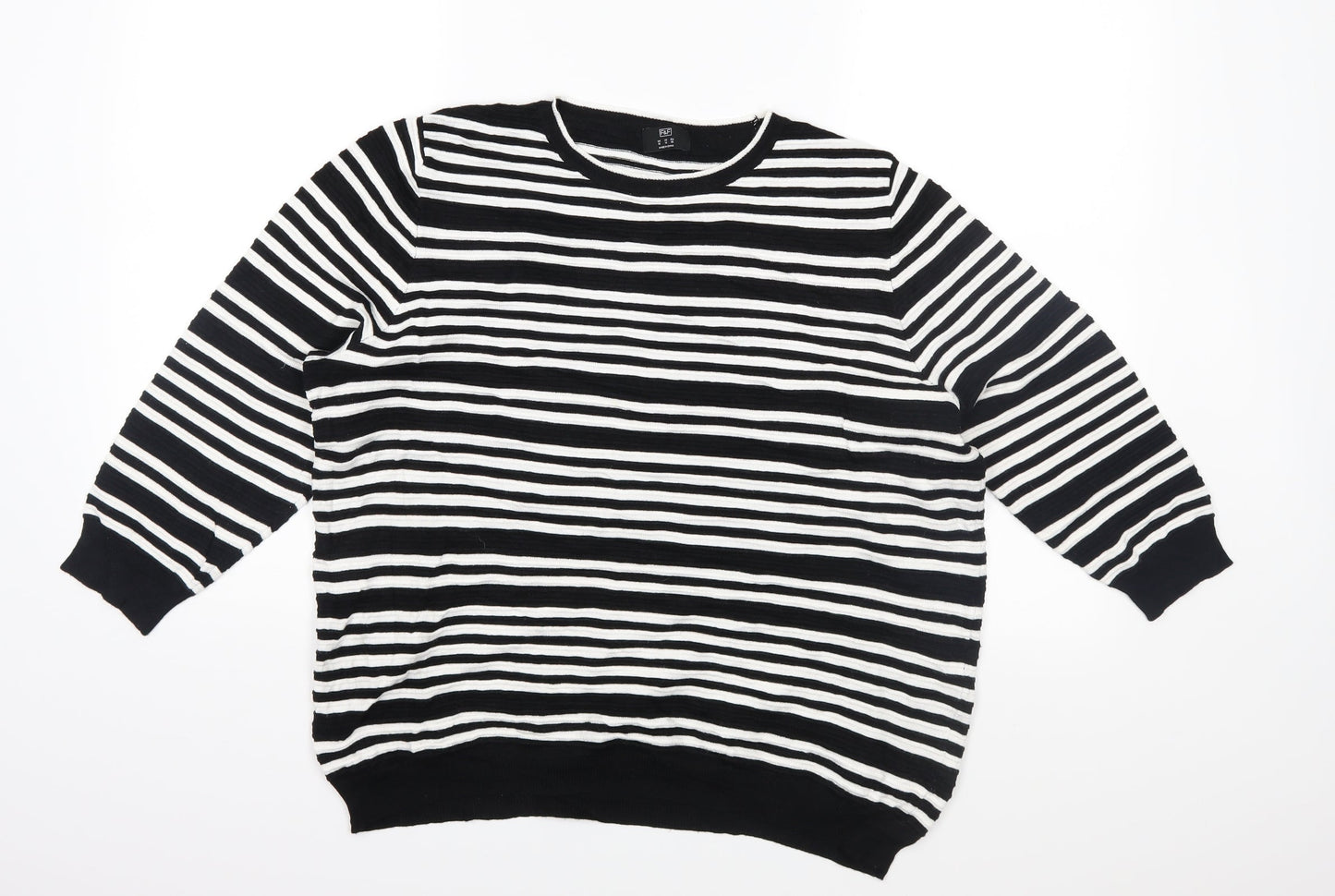 F&F Womens Black Striped Knit Pullover Jumper Size 18