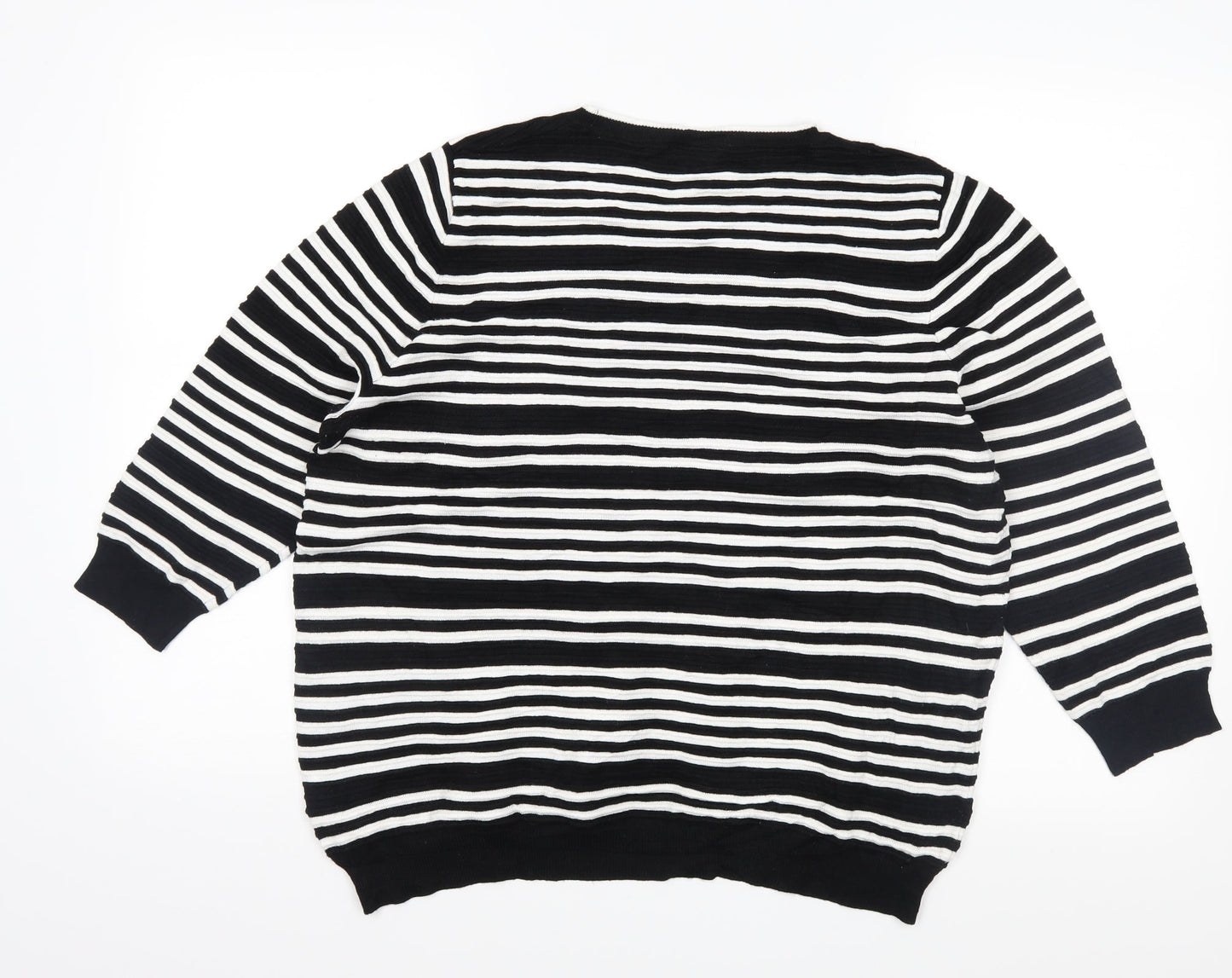 F&F Womens Black Striped Knit Pullover Jumper Size 18