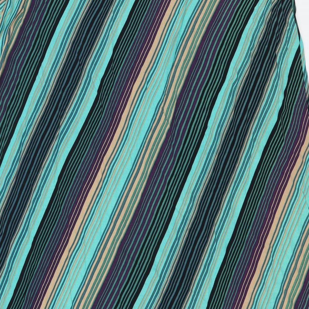 Marks and Spencer Womens Green Striped  A-Line Skirt Size 16