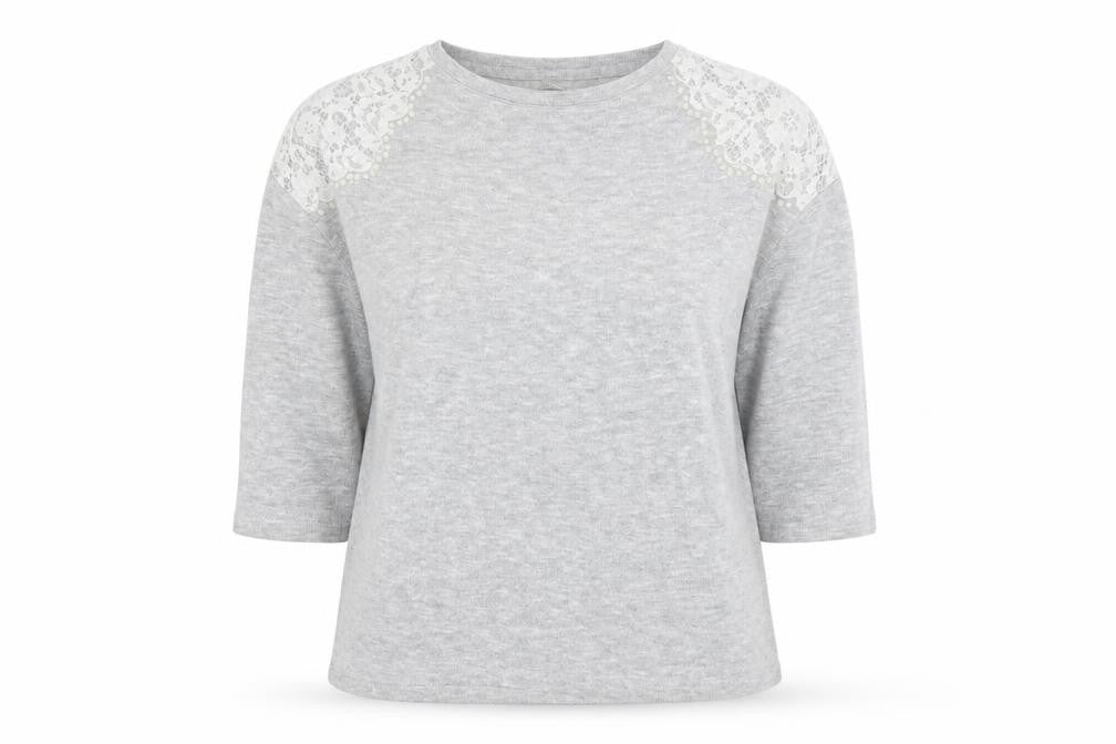 Sainsburys Womens Grey   Pullover Jumper Size 14  - lace and beads on shoulders