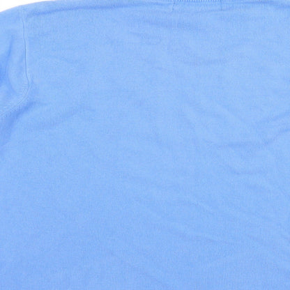 Brand and care label for Klassique women’s blue jumper, size M