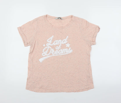 Front view of Pep&Co women’s pink basic t-shirt, size UK 14