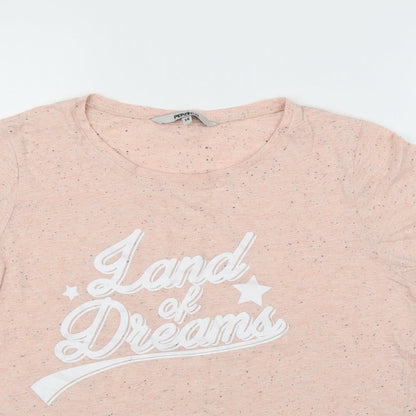 Close-up detail of Pep&Co women’s pink basic t-shirt, size UK 14