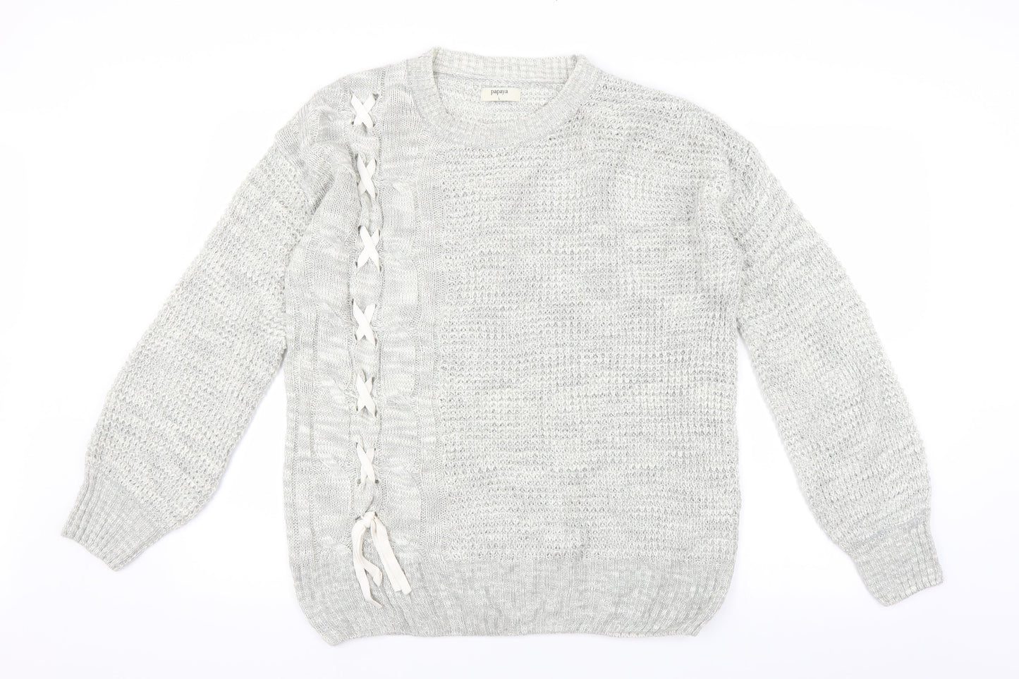 Matalan Womens Grey   Pullover Jumper Size L  - ribbon detail