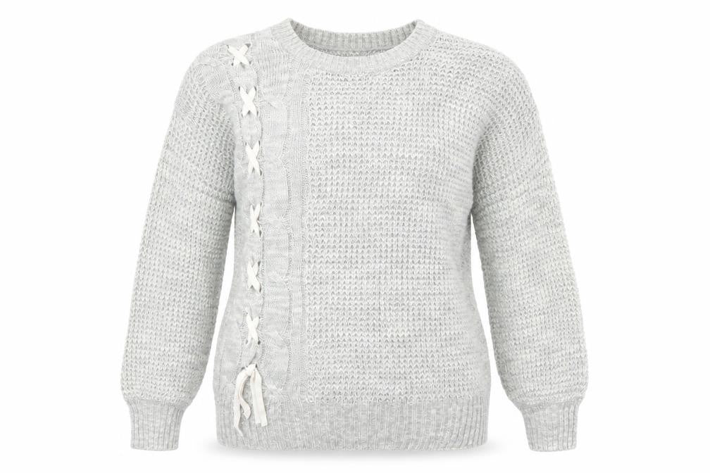 Matalan Womens Grey   Pullover Jumper Size L  - ribbon detail