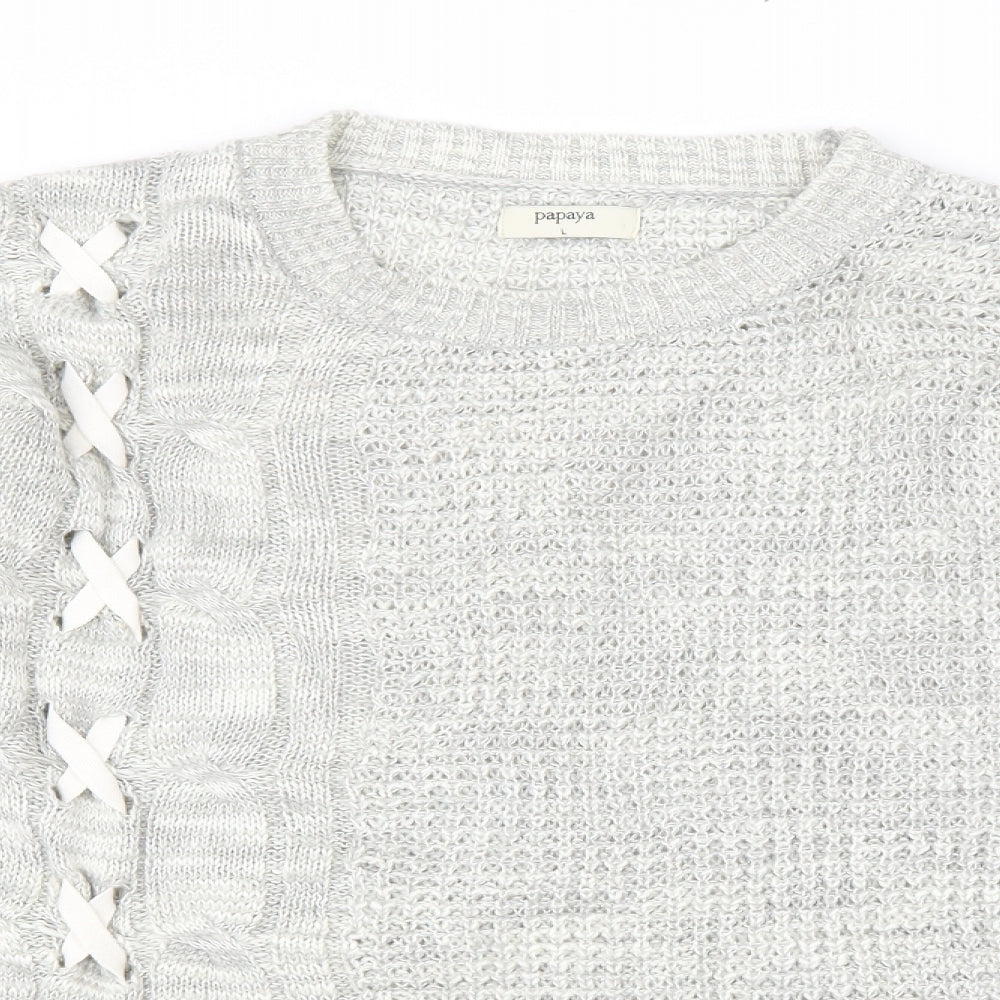 Matalan Womens Grey   Pullover Jumper Size L  - ribbon detail