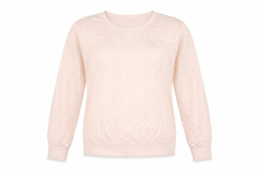 New Look Womens Pink Floral  Pullover Sweatshirt Size 14  - sheer lace