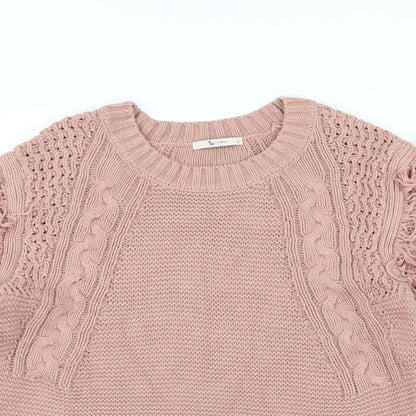 Close-up detail of TU women’s pink jumper, size UK 12