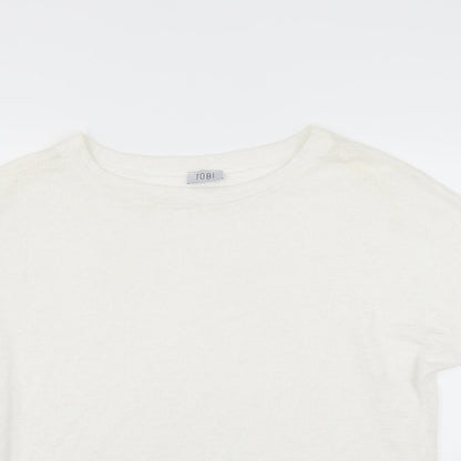 Close-up detail of Tobi women’s white jumper, size S
