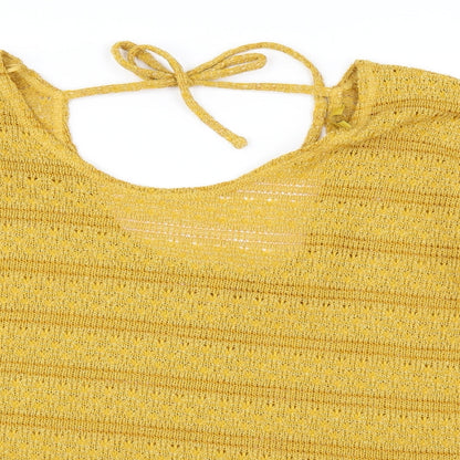 Close-up detail of Next women’s yellow jumper, size UK 16