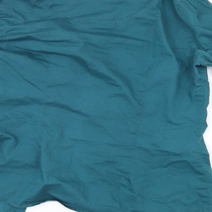 Brand and care label for Mango women’s green basic button-up, size M