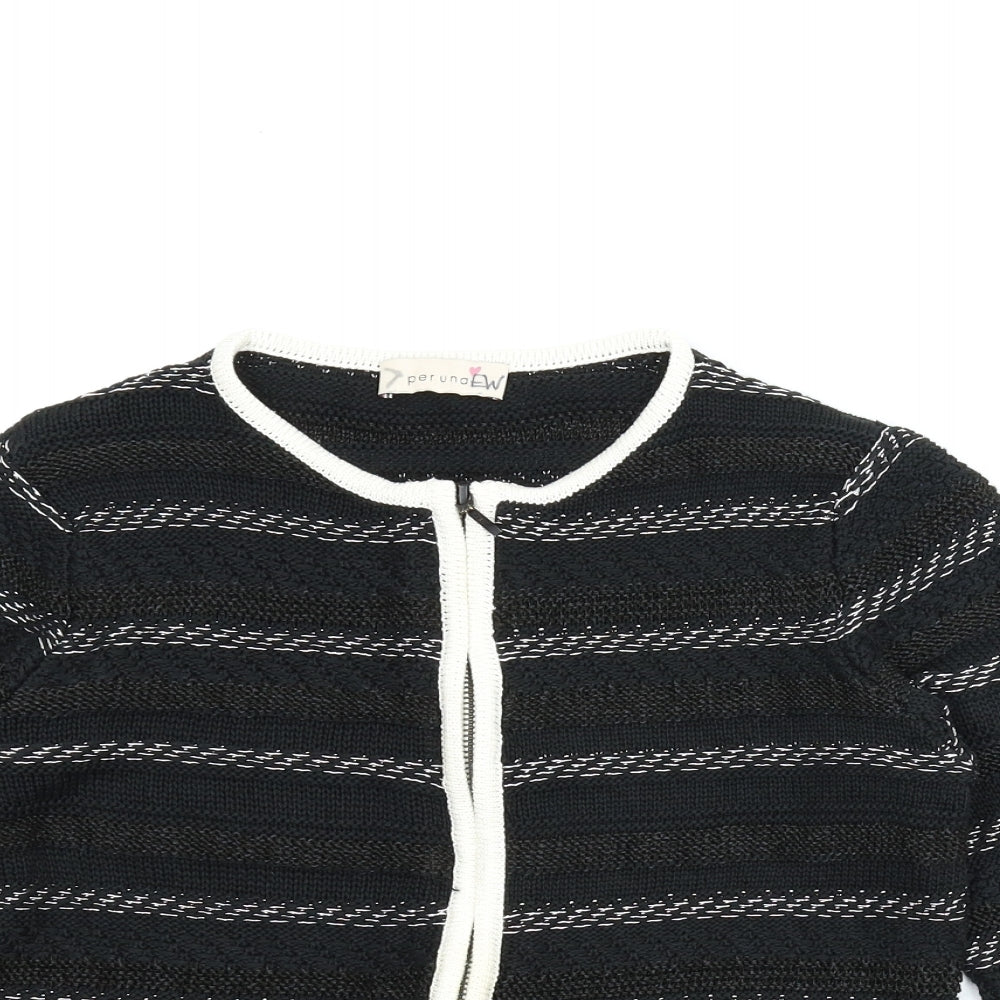 M&S Womens Black   Full Zip Jumper Size 8