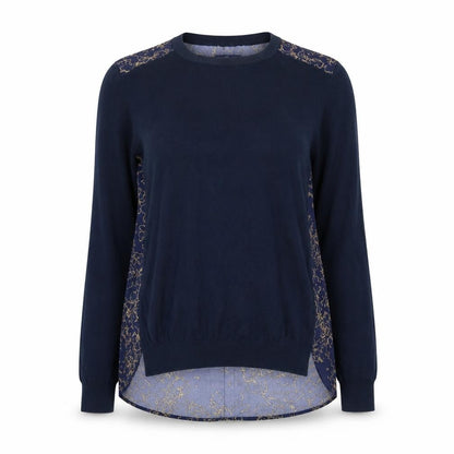 Front view of Next women’s blue floral jumper, size UK 12