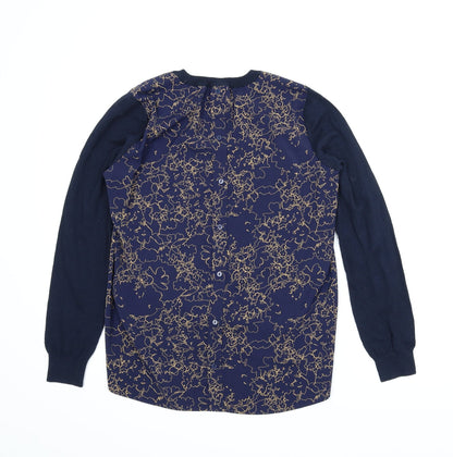 Back view of Next women’s blue floral jumper, size UK 12