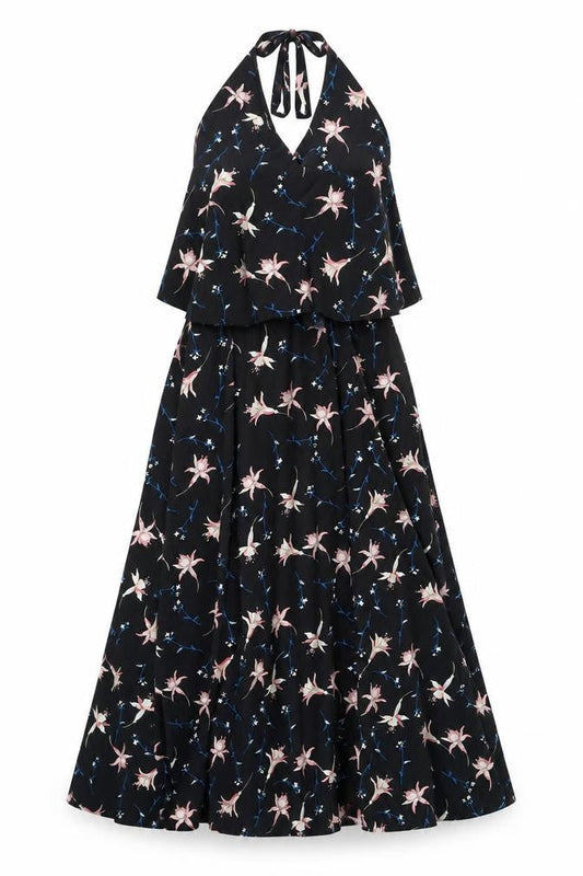 Yu & Me Womens Black Floral  A-Line  Size M  - Alterneck