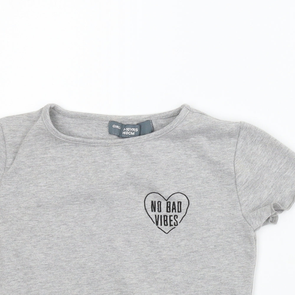 Denim Co Girls Grey   Basic T-Shirt Size 9-10 Years