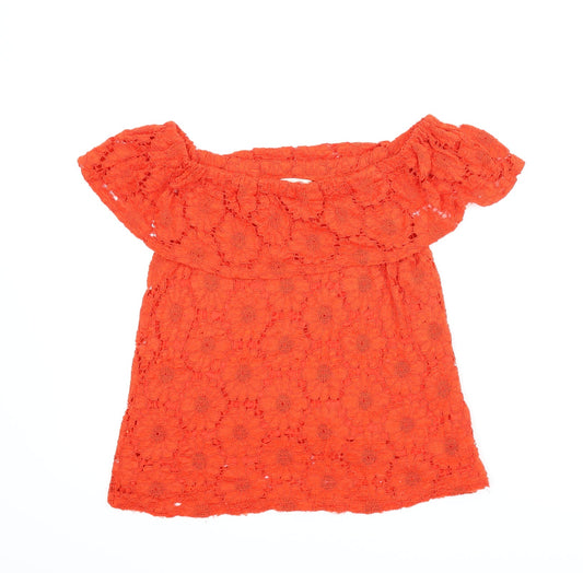 Peacocks Womens Red Floral  Basic Blouse Size 10