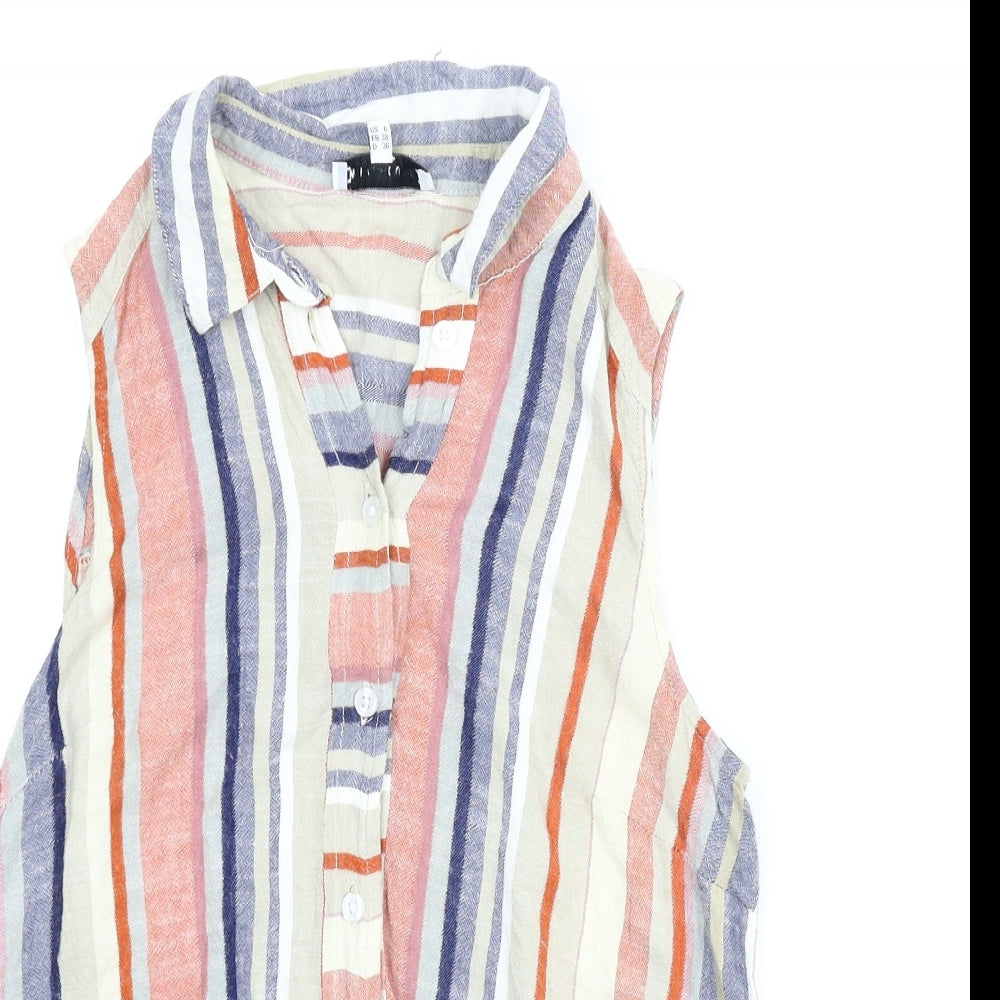Warehouse Womens Multicoloured Striped  Basic Blouse Size 10