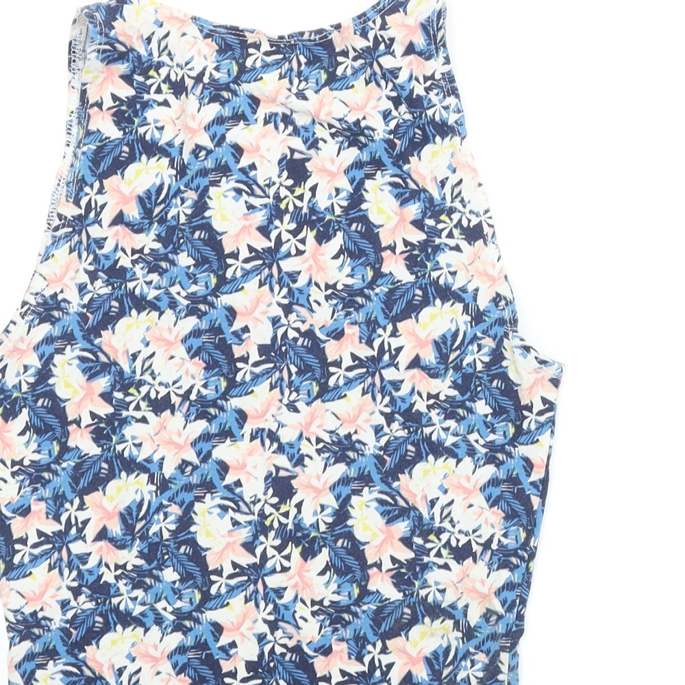 New Look Girls Blue Floral  Basic Tank Size 10-11 Years