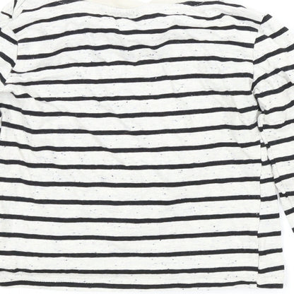 Brand and care label for Baby Boy boys’ beige striped basic t-shirt, size 2, years
