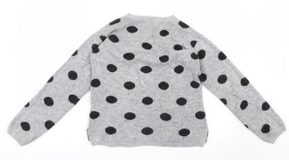 Back view of H&M girls’ grey polka dot knit jumper, size 13-14, years