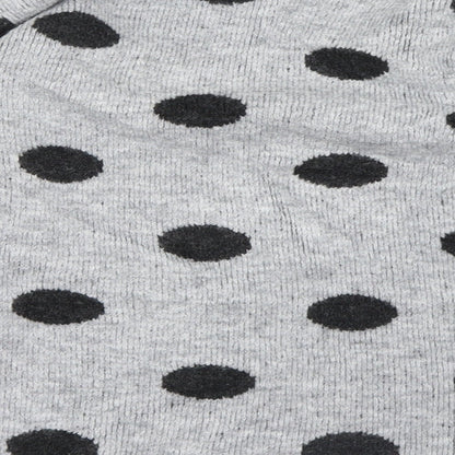 Brand and care label for H&M girls’ grey polka dot knit jumper, size 13-14, years