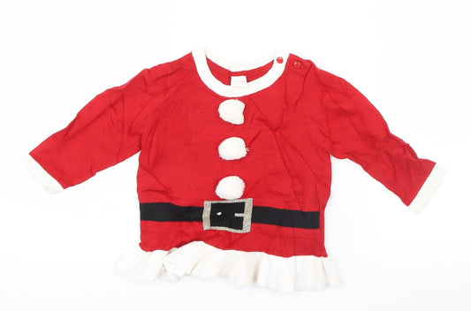 H&M Girls Red Geometric  Shirt Dress  Size 6-9 Months  - Christmas
