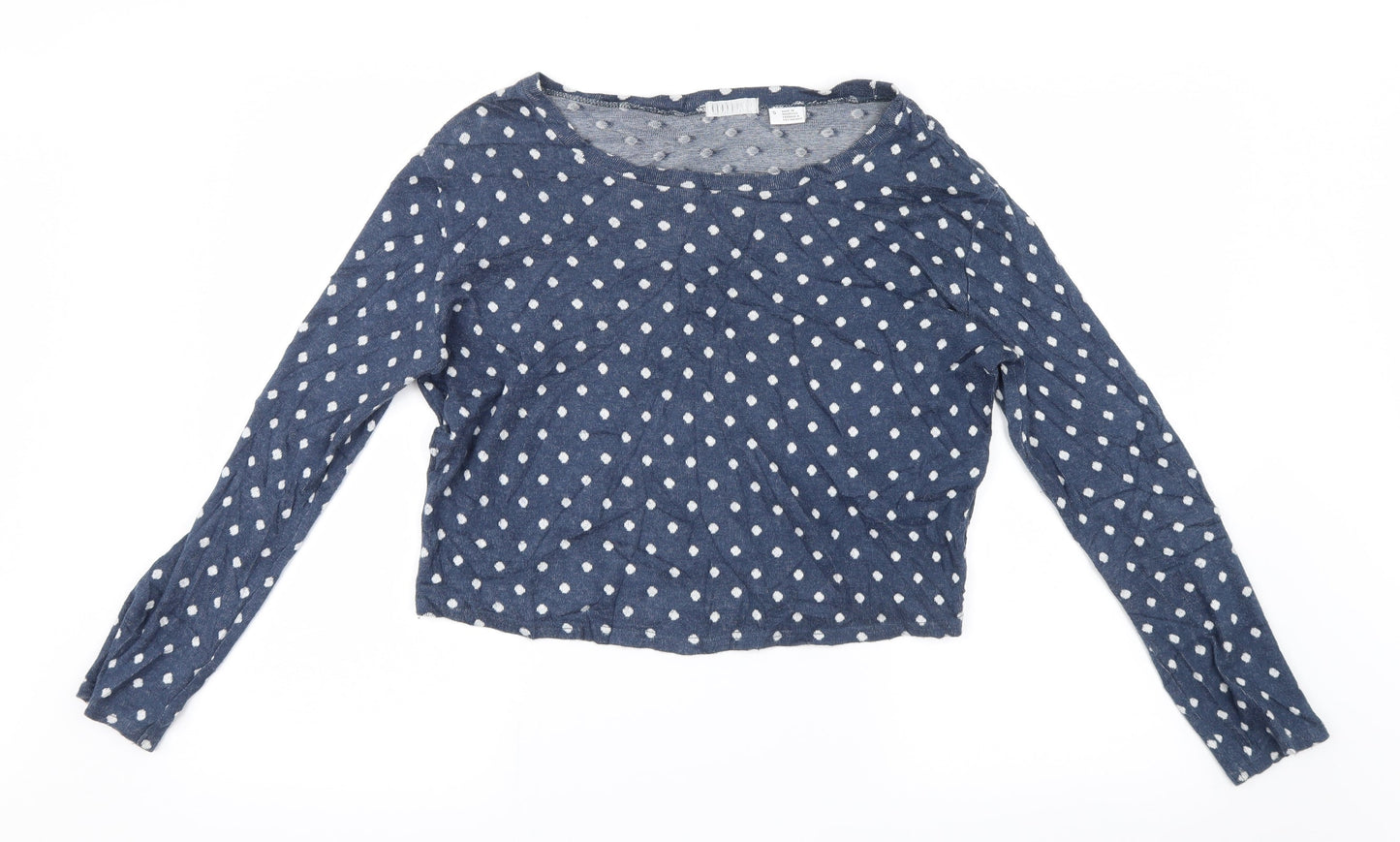 Cooperative Womens Blue Polka Dot Knit Pullover Jumper Size S