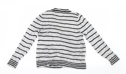 Back view of Dixie women’s grey striped knit jumper, size S