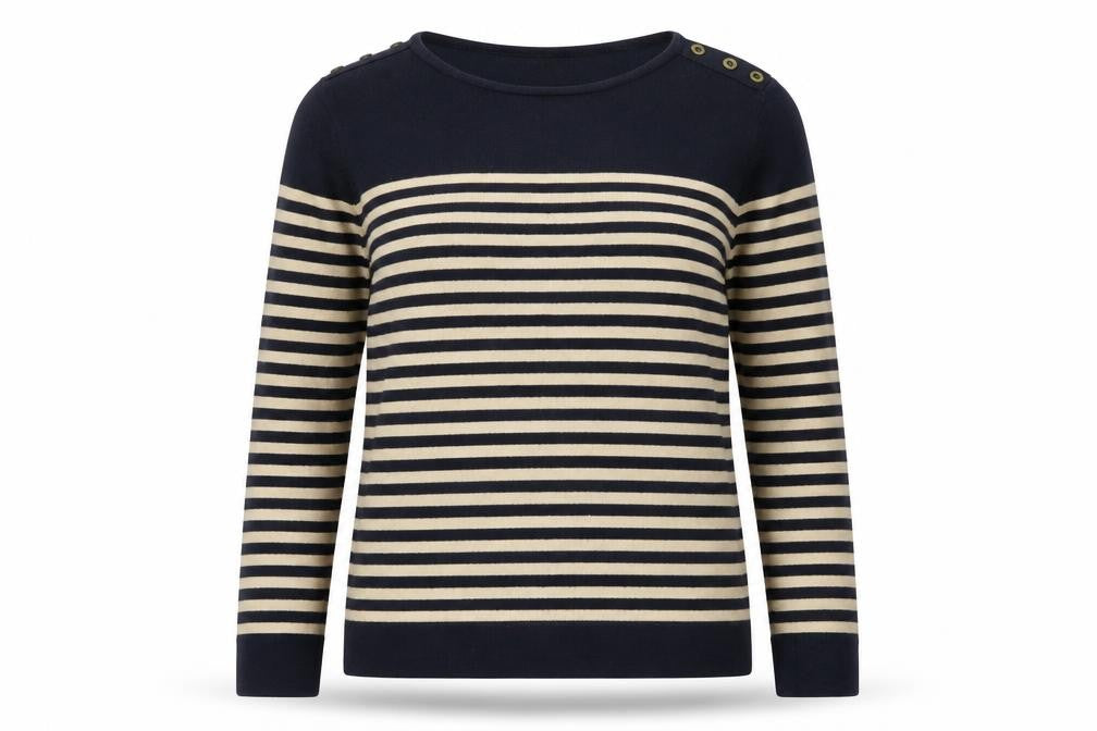 ewn Womens Brown Striped  Pullover Jumper Size M