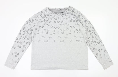 Additional front view of Next women’s grey animal print basic t-shirt, size UK 12