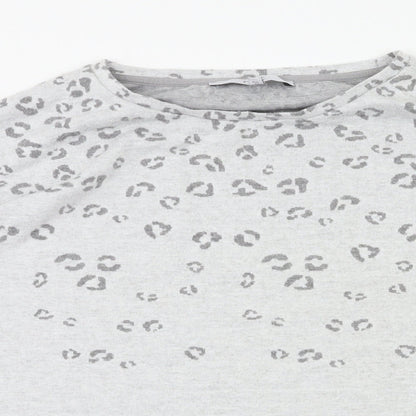 Close-up detail of Next women’s grey animal print basic t-shirt, size UK 12
