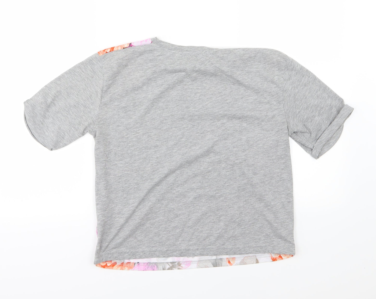 Atmosphere Womens Grey Floral Jersey Cropped T-Shirt Size 10