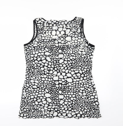 Back view of CMD women’s black polka dot basic tank, size UK 16, - ruffle