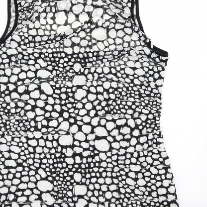 Brand and care label for CMD women’s black polka dot basic tank, size UK 16, - ruffle