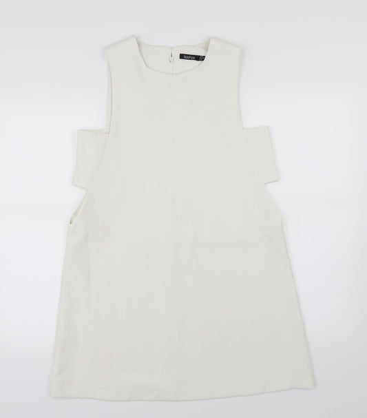 Boohoo Womens White   Skater Dress  Size 10