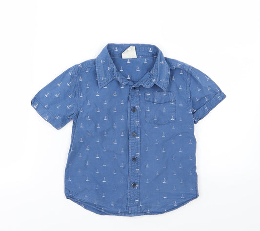 Cotton On Kids Boys Blue  Woven Basic Button-Up Size 4 Years  - Boat