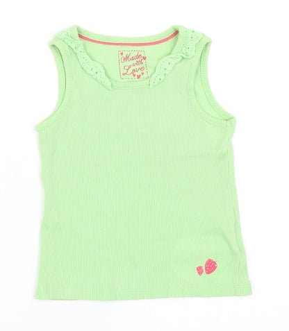 Additional front view of Mothercare girls’ green basic tank, size 2-3, years