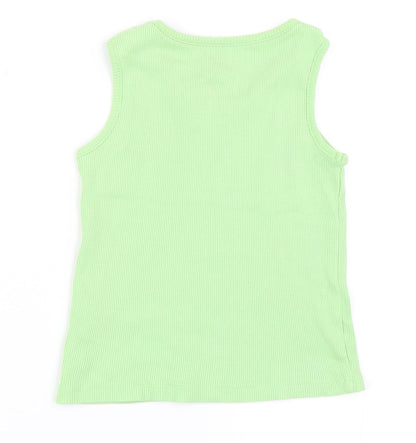 Back view of Mothercare girls’ green basic tank, size 2-3, years