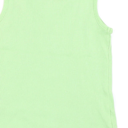 Brand and care label for Mothercare girls’ green basic tank, size 2-3, years