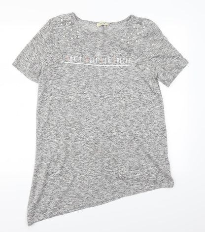 Additional front view of Matalan women’s grey basic t-shirt, size UK 14, - don't wait for friday