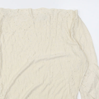 Close-up detail of Reitmans women’s beige rayon jumper, size L
