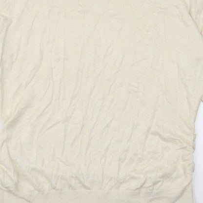 Brand and care label for Reitmans women’s beige rayon jumper, size L
