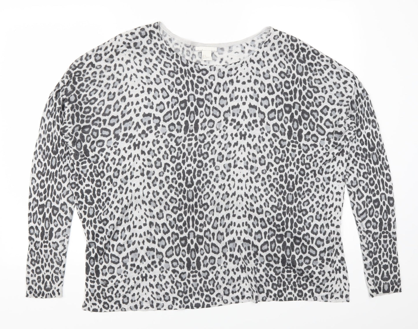 H&M Womens Grey Animal Print  Pullover Jumper Size M