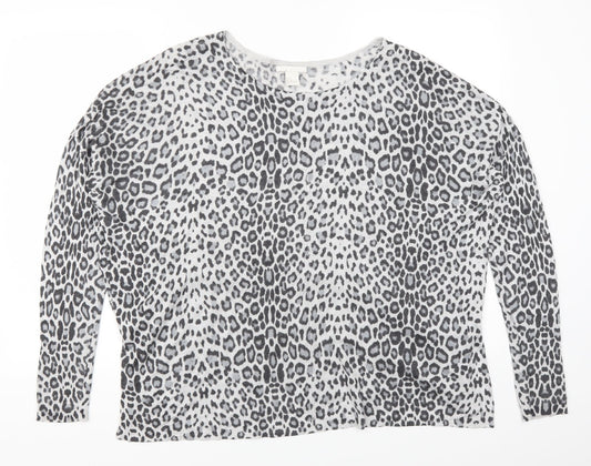 H&M Womens Grey Animal Print  Pullover Jumper Size M